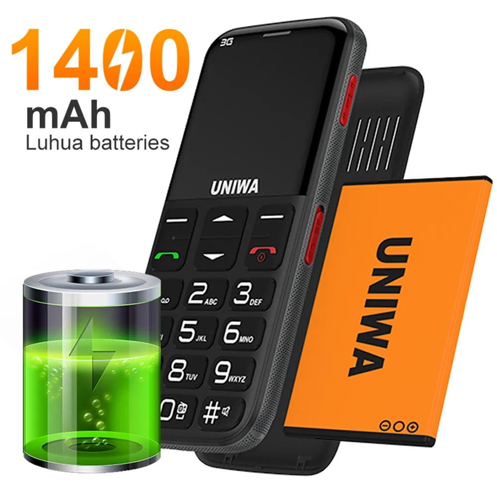 UNIWA V808G Mobile Phone Russian Keyboard 3G WCDMA Phone Strong Torch Senior Cellphone Elderly Big SOS Push-Button Phone Old Man