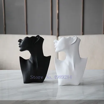 

Creative Resin Abstract Human Head Crafts Decoration Jewelry Display Stand Character Sculpture Modern Home Decoration Figurines