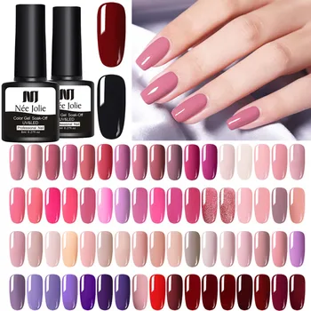 

NEE JOLIE 8ml Matting Top Coat Soak Off Color UV Gel Nail Polish Black Red Semi Permanent UV Gel Varnish DIY Nail Art Paint Gel