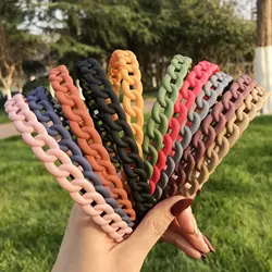 Simple Matte Solid Color Head Hoop Chain Hair Accessories Hair Scrunchie Woman Girls Women Hollow Bezel Turban Headwear