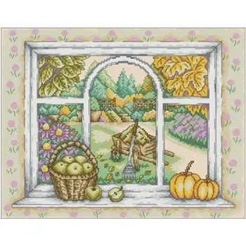 

Autumn window patterns Counted Cross Stitch 11CT 14CT 18CT DIY Chinese Cross Stitch Kits Embroidery Needlework Sets home decor