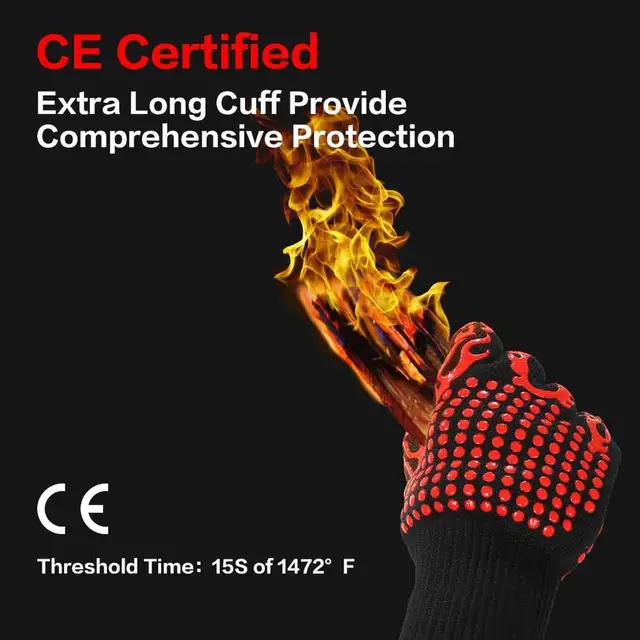 Lmetjma Grill Kesztyű 1472 ° F (800 C) Extrém Hőálló Bbq Főző Kemencék Kagyló Nem Csúszás Szilikon Sütő Kc0284 - Image 4