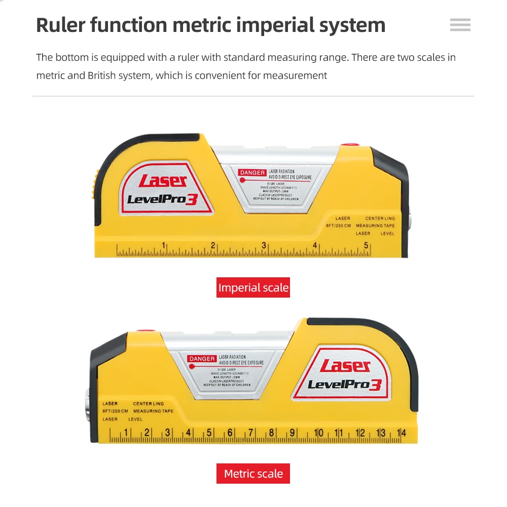 Multipurpose Infrared Laser Level Horizon Vertical Measure Tape Horizontal Ruler