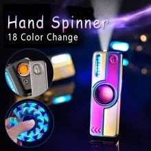 Новинка, светящаяся металлическая Спиннер, Спиннеры от стресса, зарядка через usb, зажигалки, гироскоп, аксессуары для сигарет, подарок для мужчин