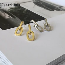 Peri'sBox, однотонные золотые Двойные серьги-гвоздики, звено геометрические серьги-гвоздики для женщин,, толстая цепочка, минималистичные серьги, дизайнерские