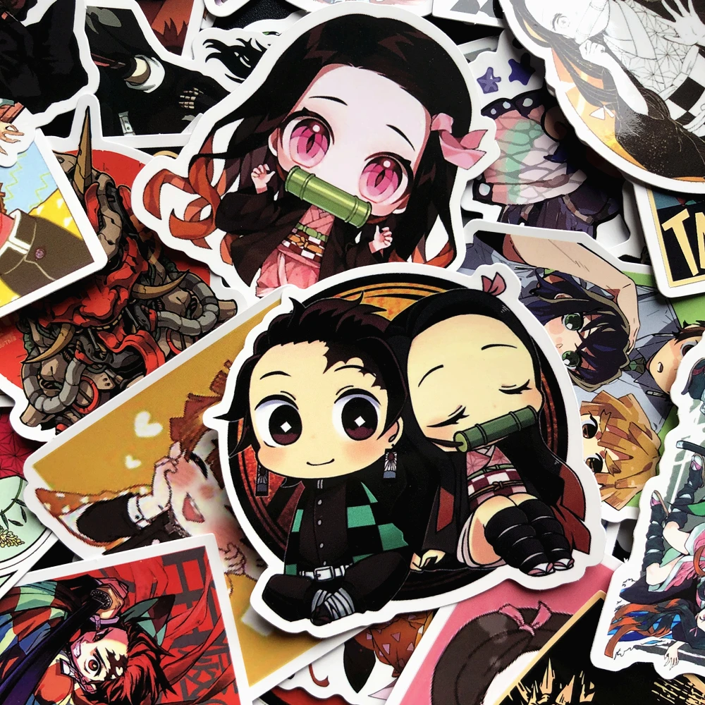 

50pcs Demon Slayer Kimetsu No Yaiba Anime Sticker Stickers For Guitar Pvc Graffiti Stickers Suitcase Luggage For Children Toys