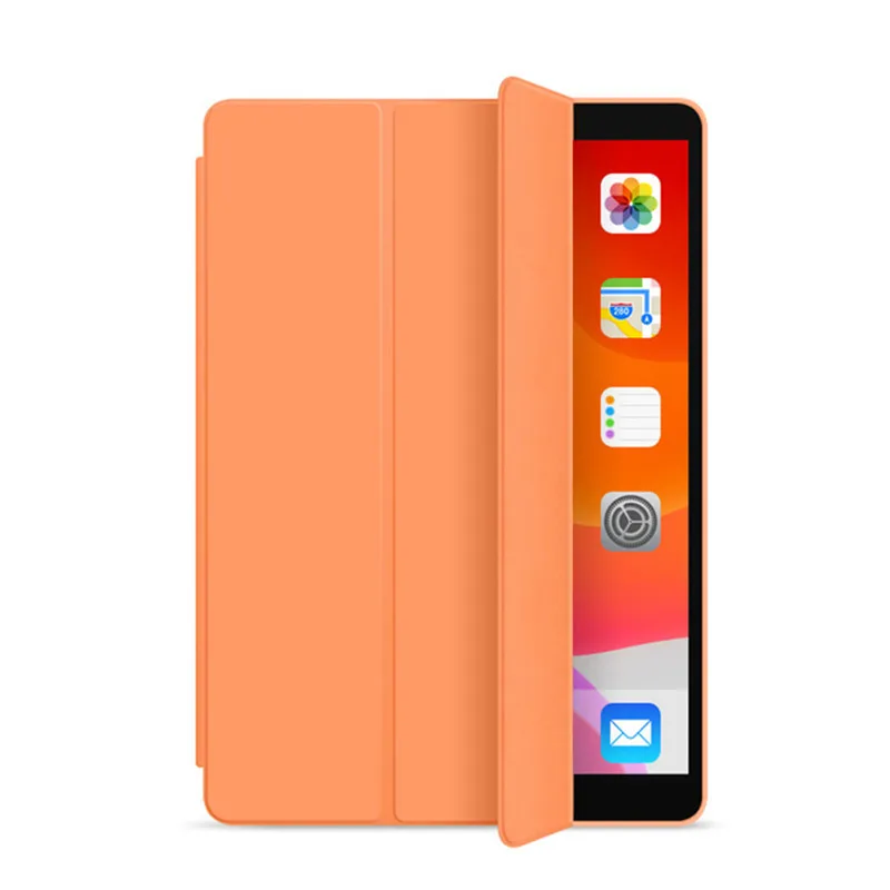 Смарт-чехол Trifold для нового iPad 7-го поколения с функцией автоматического сна/пробуждения легкий Чехол-подставка Funda для iPad 10,2 Чехол+ пленка+ ручка - Цвет: Оранжевый