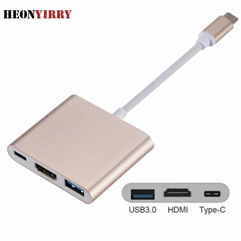 USB-C-HDMI 3 в 1 кабель-конвертер для samsung huawei Apple Usb 3,1 Thunderbolt 3 type-C Кабель-адаптер HDMI 4K 1080P