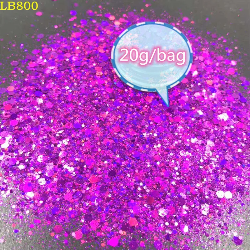 20g/bag Laser Hexagon Holographic Chunky Glitter Nail Tips Glitter Powder Mermaid Flakes Sparkly Resin Crystal mud nail powder nail flakes nail glitter nail decoration nail decorations