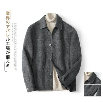 

2019Autumn And Winter New Japanese Retro Men's Double-sided Cashmere Woolen Jacket Fashion Casual Solid Color Short Jacket M-3XL
