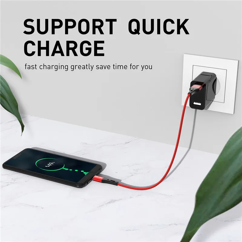 USLION 3A 3m USB Type C Cable For Xiaomi Redmi Note 10 Fast Phone Charging Wire USB C Cable For Huawei P40 Mate 30Type C Charger