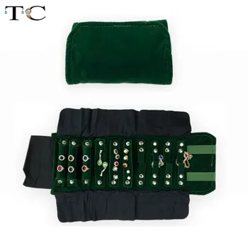 

Creative Green Velvet Soft Jewelry Roll Bag Pendant Ring Earring Necklace Display Storage Bag Portable Jewelry Package