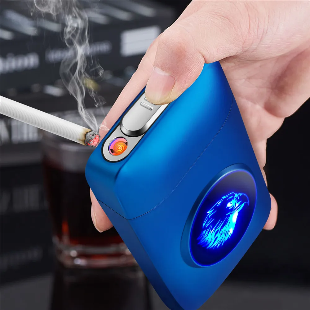Metal Cigarette Case With Usb Lighter Led Display Charging Windproof