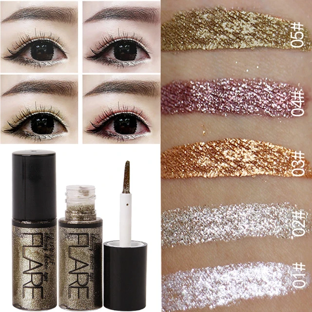 Parlak sıvı Eyeliner uzun ömürlü makyaj Pigment göz kalemi kozmetik  kadınlar için gümüş gül altın Glitter Eyeliner güzellik araçları -  AliExpress