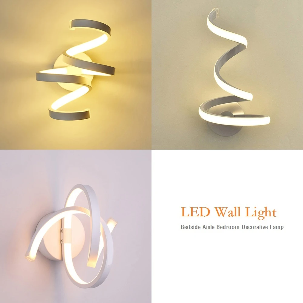 outdoor wall lights Modern LED Spiral Table Lamp Bedside Lamp Desk Decoration  Acrylic Aisle Light Bedroom Reading Lighting For Student Office plug in sconce