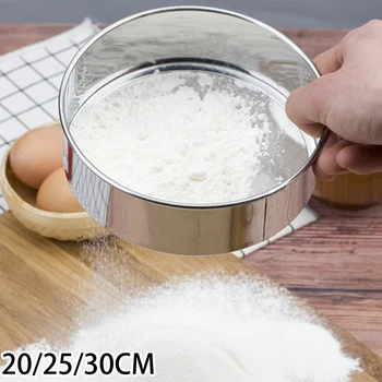 

50 Mesh Kitchen Flour Sieve Round Stainless Steel Sifter Hand-held Baking Tool Corrosion Resistance