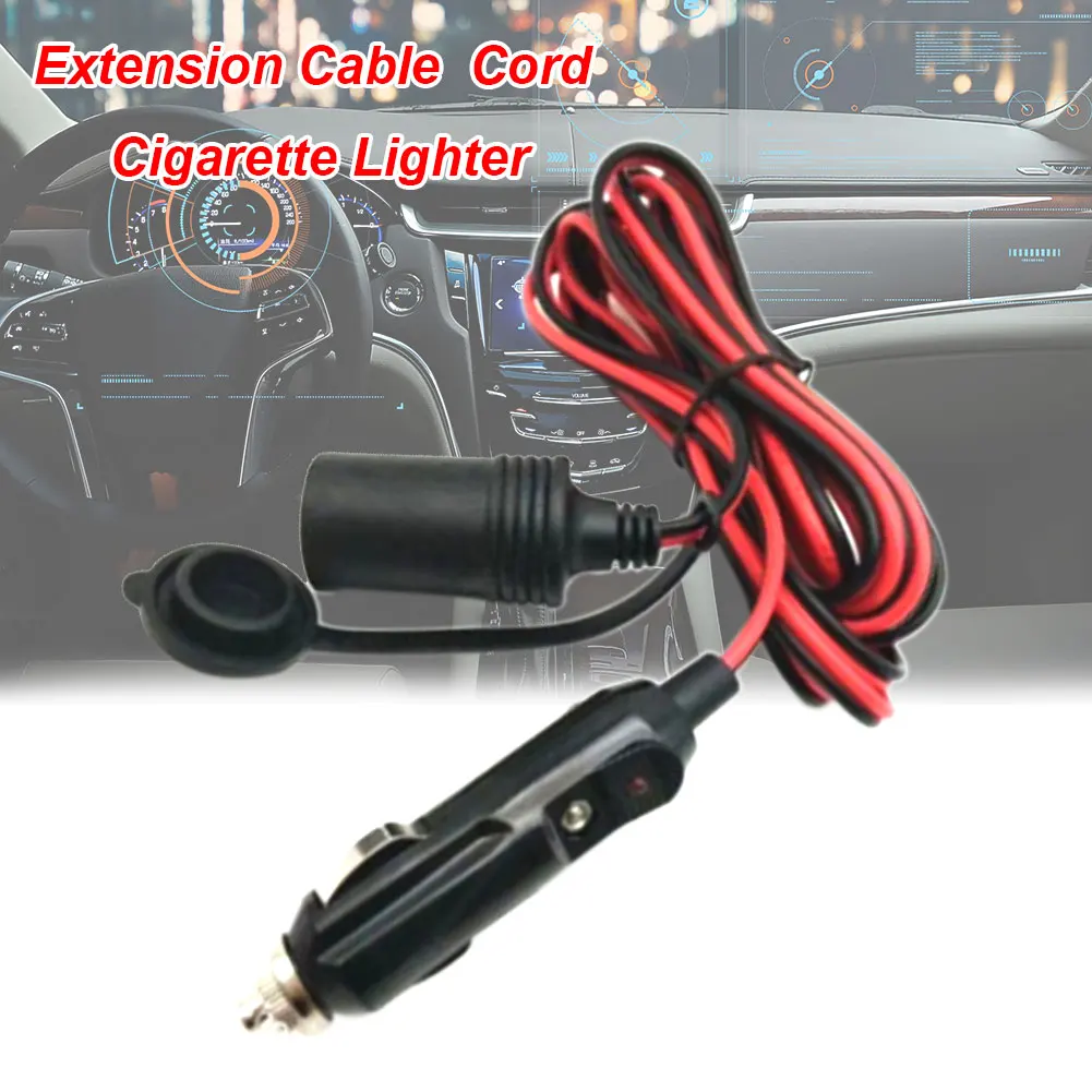 3.5m Motorcycle Car Vehicle Outlet Extension Cable Electric Cigarette Lighter Fuse Socket Power Supply Plug With LED Accessories