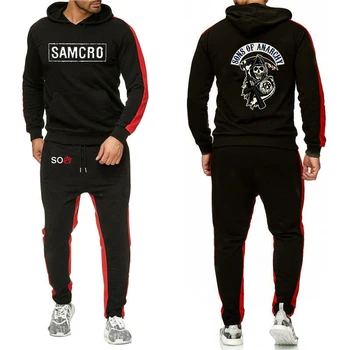 

Autumn Man's Sons of Anarchy Classic Sweatshirts Set Men Hoodies Sweatpants Casual SOA Pullover Suit SAMCRO Male Cotton Trousers