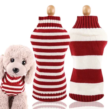 

PUOUPUOU Striped Dog Clothes Winter Warm Pet Dog Clothes Coat Clothing Sweatshirt For Small Medium Dogs Puppy Wool Outfit XS-2XL