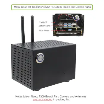 

NVIDIA Jetson Nano T300 Metal Case with Power & Reset Control Switch for Jetson Nano and T300 2.5 inch SATA SSD/HDD Shield