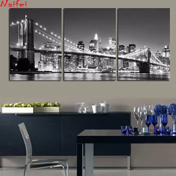 

diy Diamond painting 3 Piece Hot Sell diamond embroidery New York Brooklyn bridge Modern Home Decorative Triptych full drill