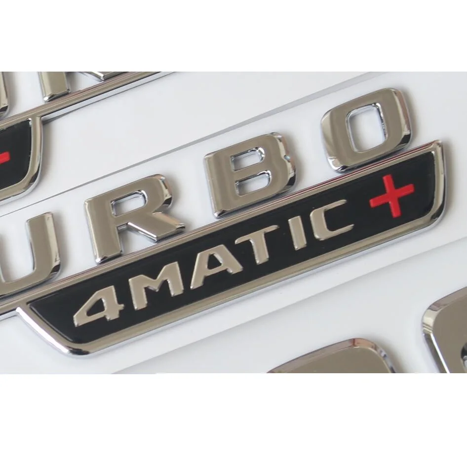 1 paire de badges turbo 4matic chrom/és pour garde-boue Benz.