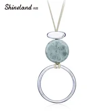 Shineland, модные ювелирные изделия для женщин, массивное ожерелье, сплав, круглый камень, смола, веревка, цепочка, подвески, длинные Этнические ожерелья, аксессуары