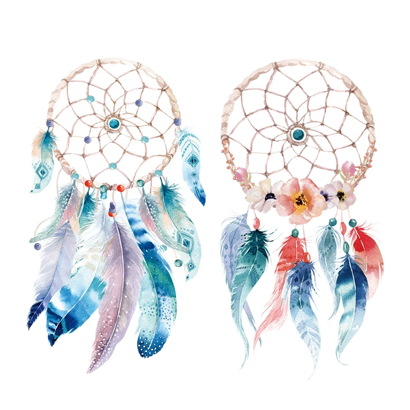 NEW Feather Dream Catcher Patches For Clothing Iron On Patches For Clothes Diy Applique For T-shirts Easy To Use Non-toxic Washa 12pcs cartoons dinosaur series for clothes iron on embroidered patches for jeans hat sticker sew diy patch applique badges decor