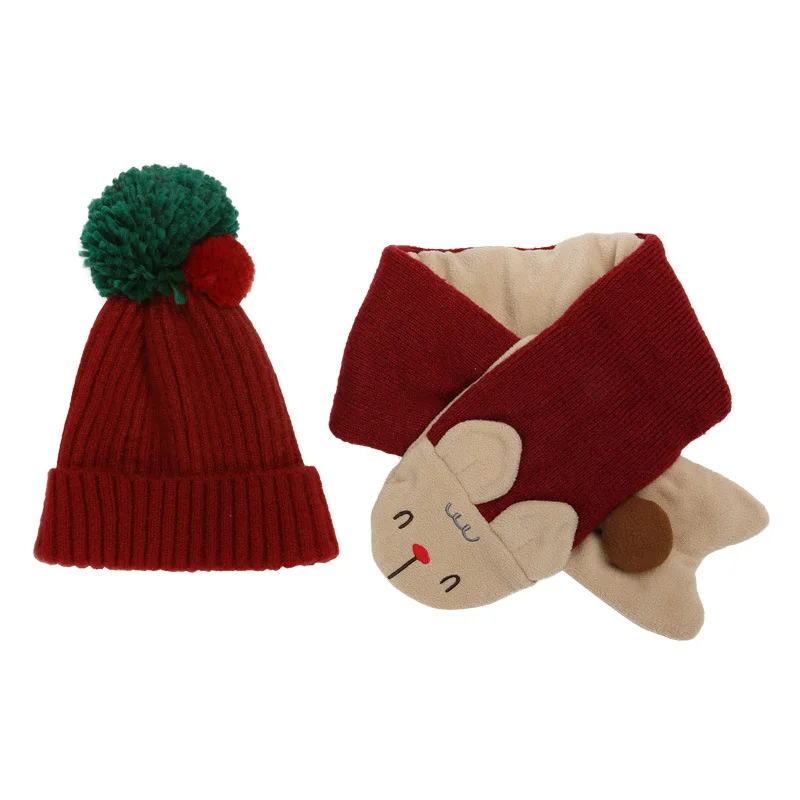 Hat And Scarf Set Новая зимняя шапка, шарф, перчатки для мальчиков и девочек, детская зимняя теплая шапка с динозавром, шарф из песца, перчатки - Цвет: Hat And Scarf Set