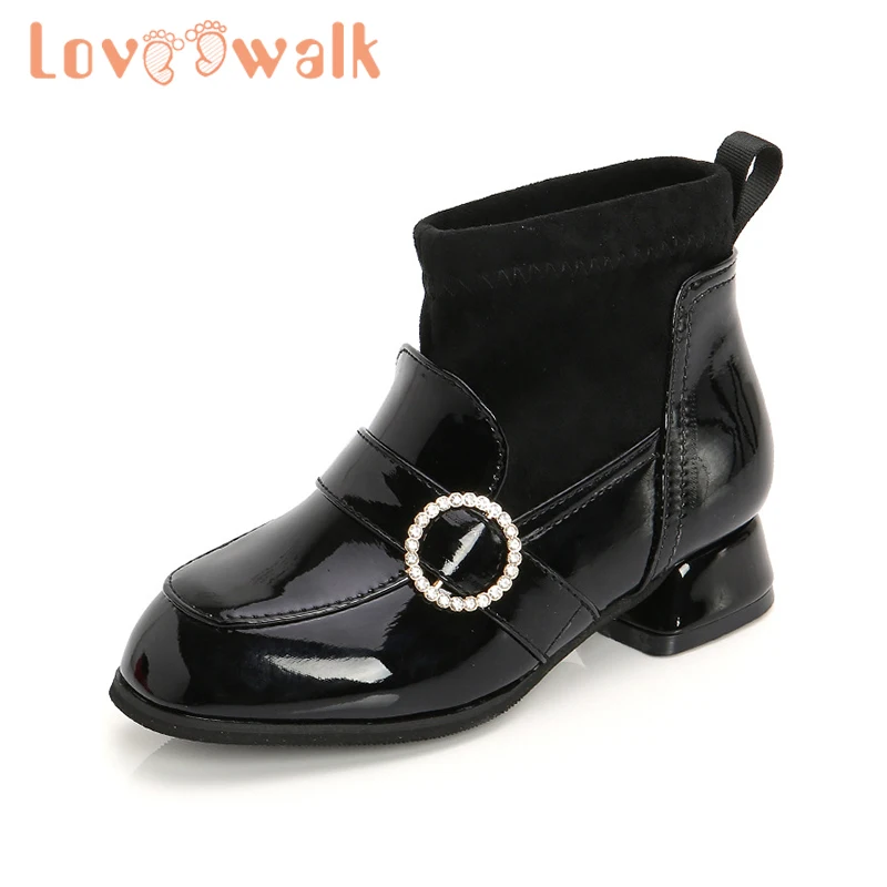 Loveewalk/ботинки для девочек на каблуке Детская кожаная обувь Модные