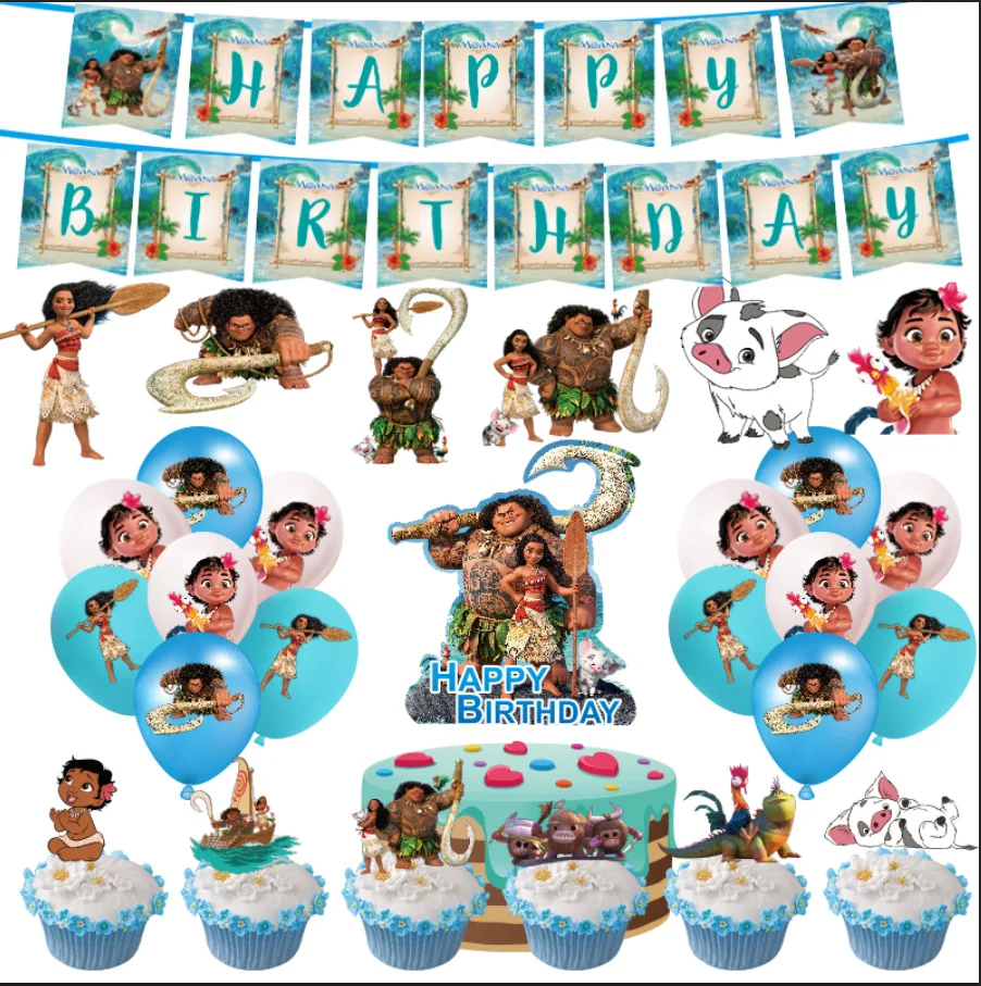 1set Disney Moana Theme Ballons Banners Decoration Moana Birthday Wedding Balloons Party Decorations Baby Shower Girl Gift Toys Ballons Accessories Aliexpress
