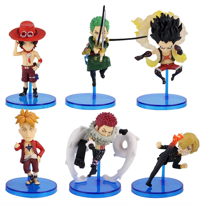 6 шт./компл. Аниме one piece Луффи Зоро Санджи Эйс катакури Марко ПВХ экшн Коллекционная Фигурка Игрушки