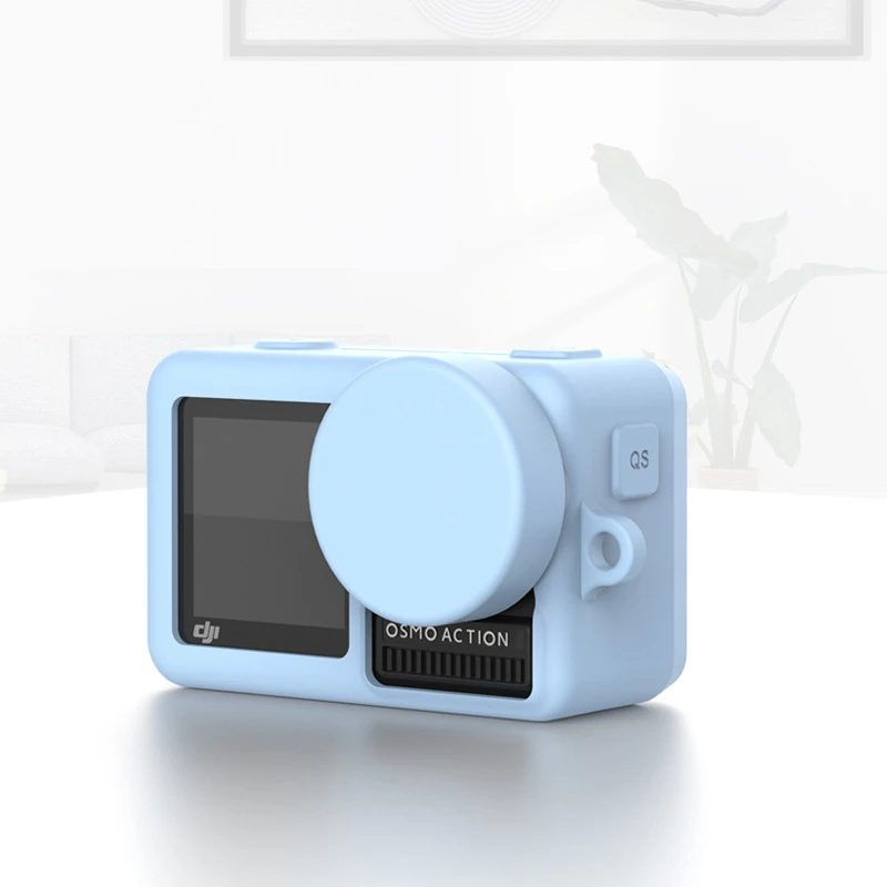 sky blue TYPE-C гнездо микрофона отверстие для Dajiang Lingbi Osmo действие защитный чехол Спортивная камера силиконовый анти-осенний защитный корпус - Цвет: sky blue