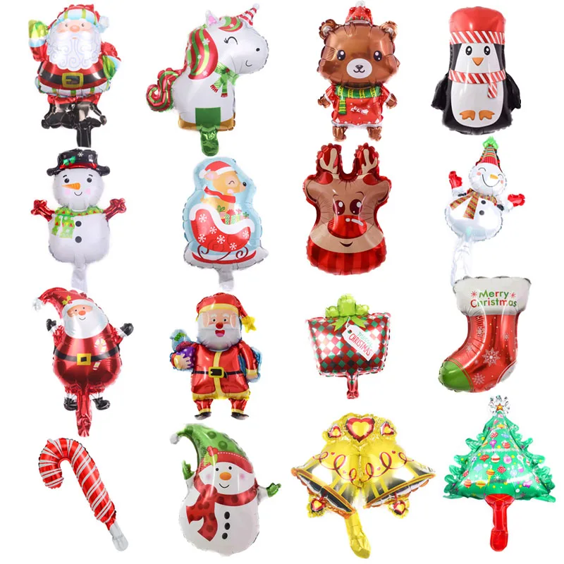 16 шт. мини Мультяшные рождественские фольгированные шары Санта-Клаус снеговик лося колокольчик воздушные шары Navidad Globos рождественские украшения - Цвет: mix mini Xmas