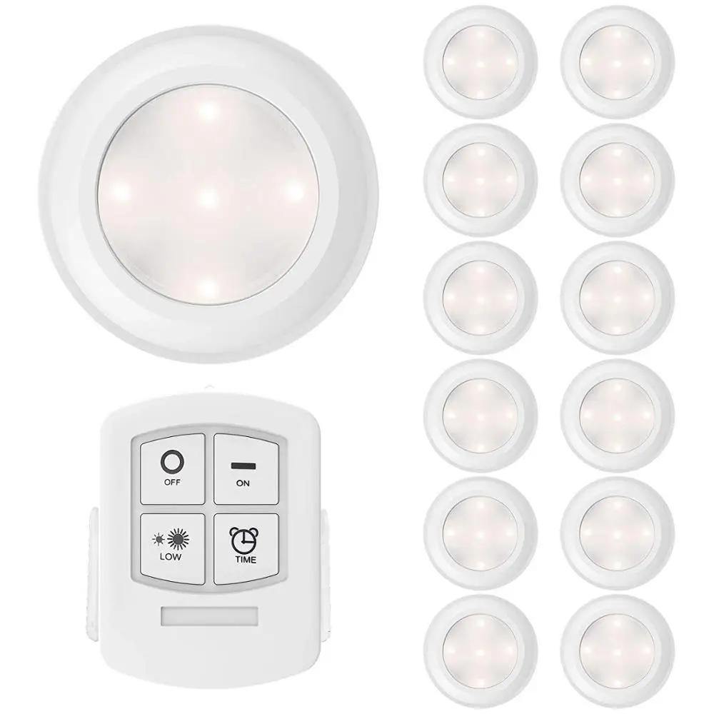 Диммируемый светодиодный светильник для шкафа с питанием от батареи, 5 светодиодов, лампы с беспроводным сенсорным датчиком или пультом дистанционного управления, для гардероба, лестницы, светодиодная Ночная лампа