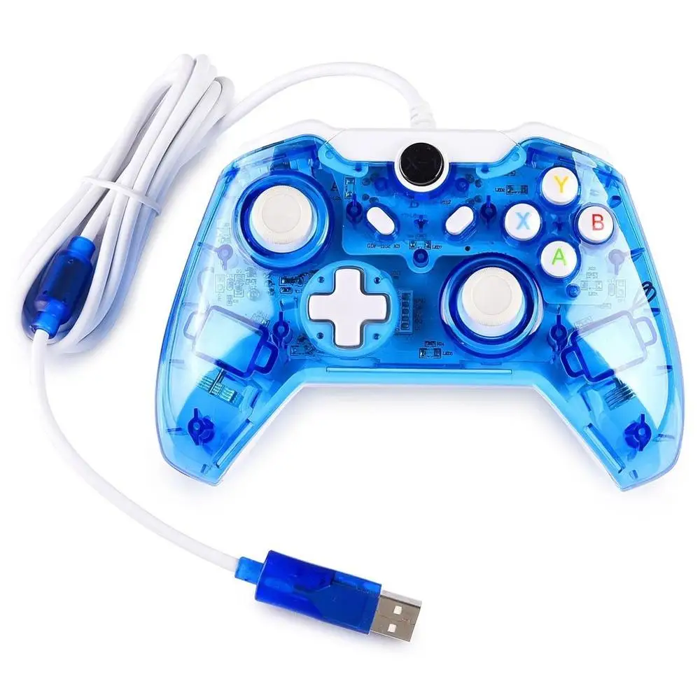 Blue Светящийся синий светодиодный USB проводной контроллер геймпад джойстик для Xbox One/One S/Win 7 8 10 для ПК компьютера ноутбука - Цвет: Blue