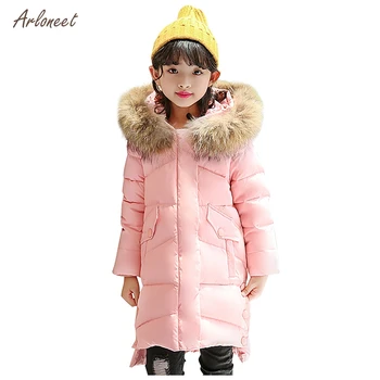 

ARLONEET 2019 Toddler girls fashion Jackets & Coats Winter Faux Fur Hooded Parka Down Coat baby jackets coat hooded Clothes4-12Y
