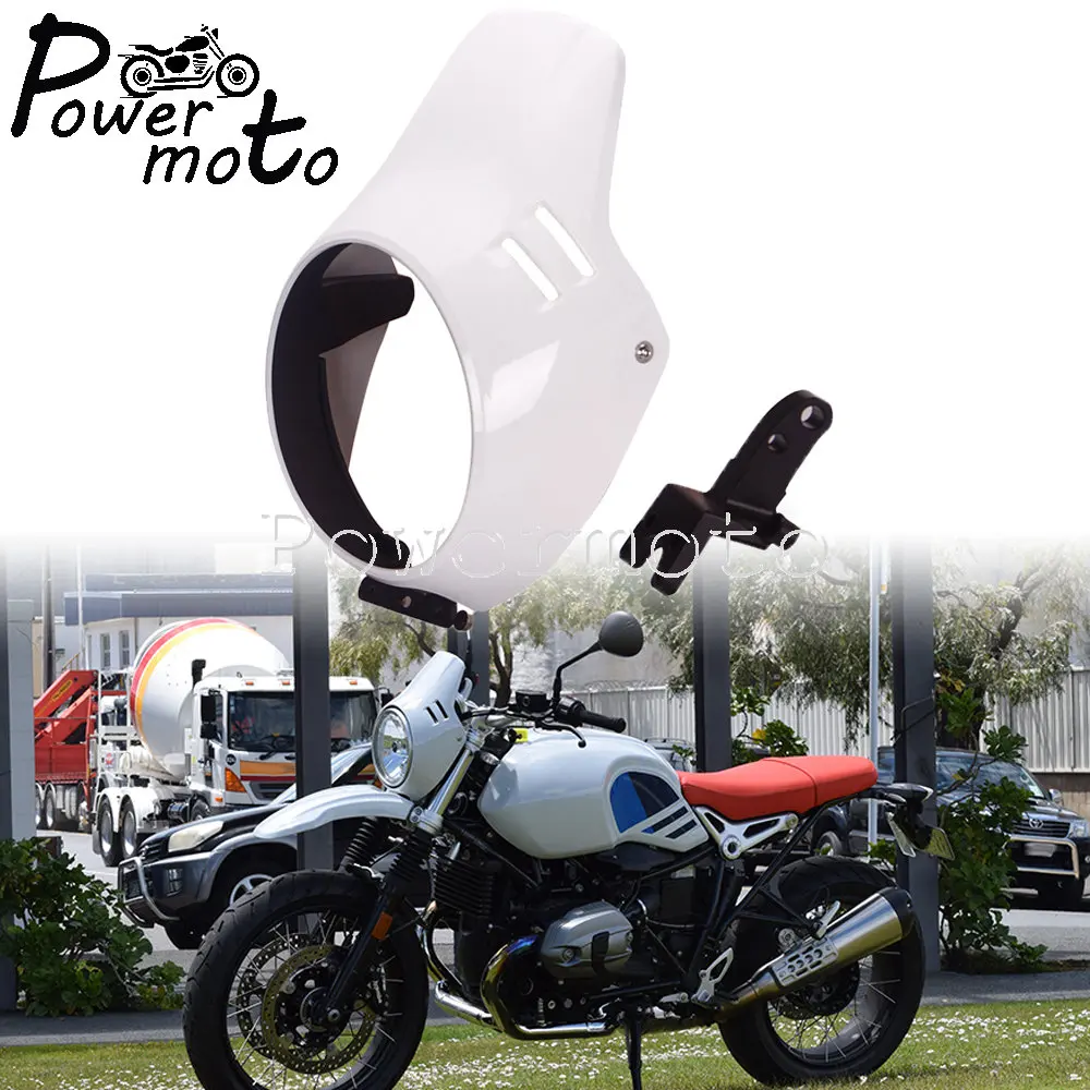 

ABS Motorcycle Headlight Fairing Head Lamp Protective Mask Front Cowl Windscreen For BMW R nineT Urban G/S Scrambler 2016-2019