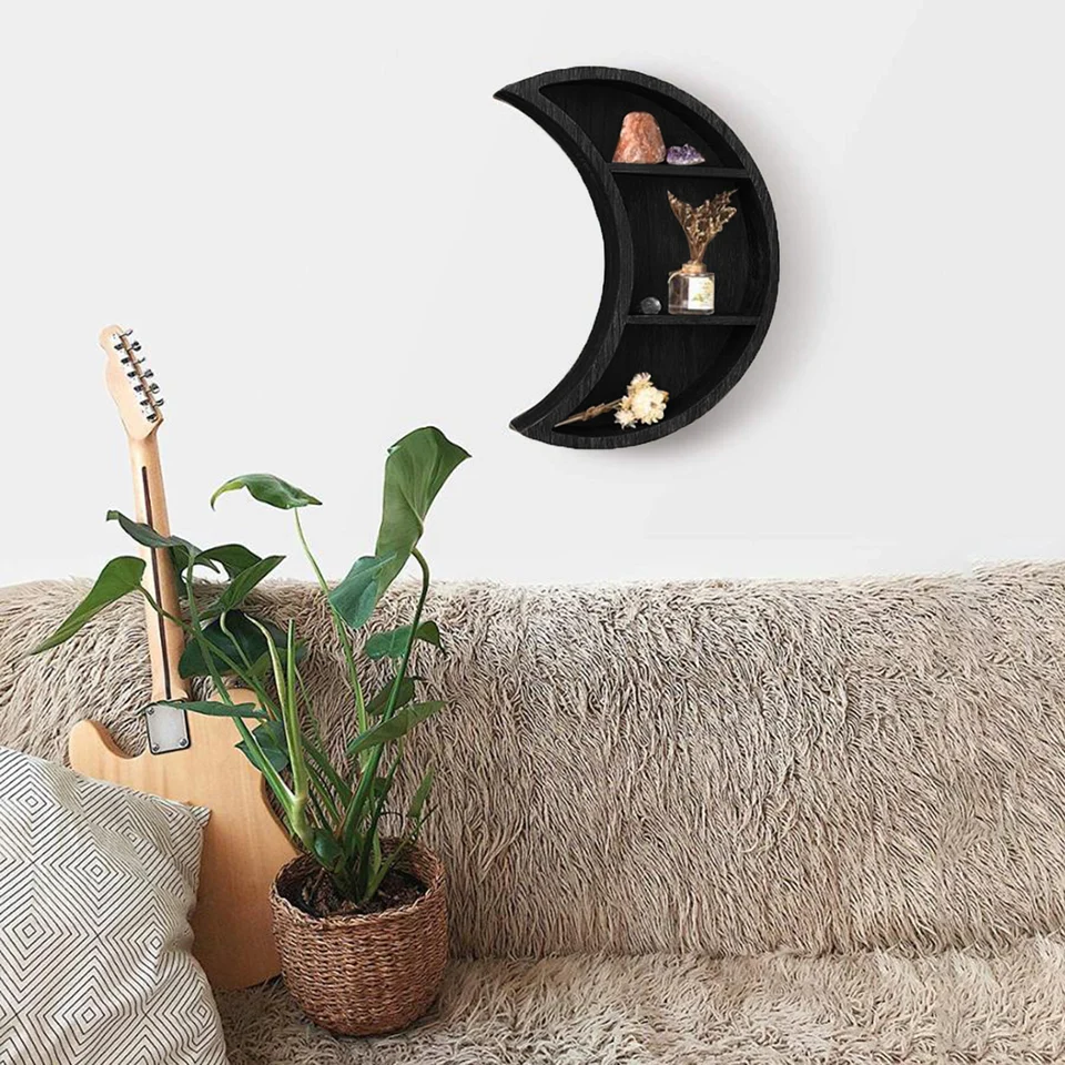 Wooden Moon Phase Shelves Bohemian Home Decor