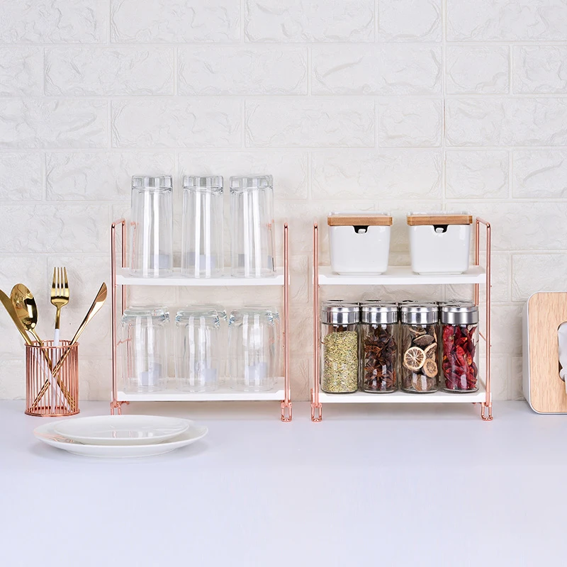 

Storage Rack Iron Art Multi-functional Bathroom Kitchen Kit Silver/Rose Gold