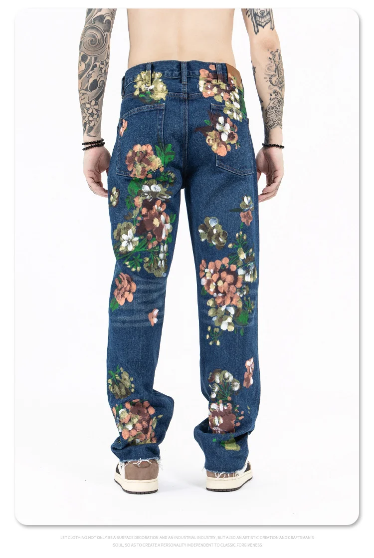 men's fashion hand painted jeans heavy 