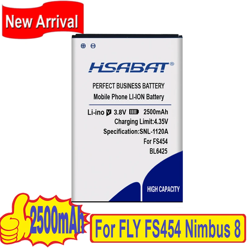 Аккумулятор HSABAT для FLY FS454 Nimbus 8 BL6425 2500 мАч|2100mah battery|battery forbattery for fly |