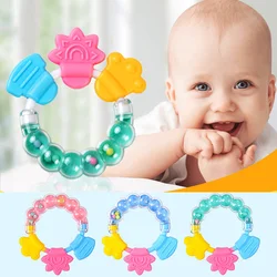 Baby Rattle Teether Toys BPA Free Silicone Baby Ring Teether Infant Silicone Chew Charms Kids Handbell Jingle Teething Gift