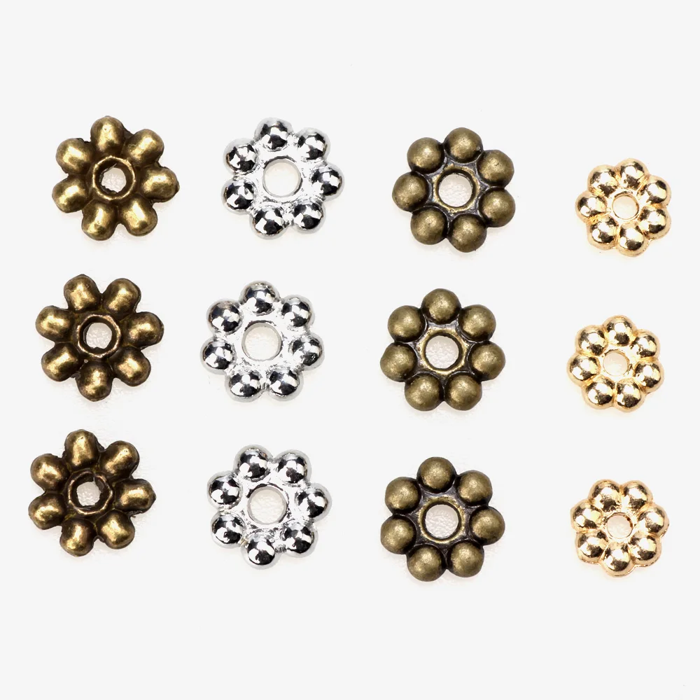 

Olingart 24Pcs/Lot KC Gold/Rhodium/ Bronze Zinc Alloy Metal Spacer Beads Charms DIY Necklace Bracelet Earring Jewelry Making