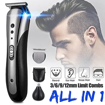 

KEMEI All In1 Hair Clipper for Men Waterproof Wireless Electric Shaver Beard Nose Ear Shaver Hair Trimmer Tool
