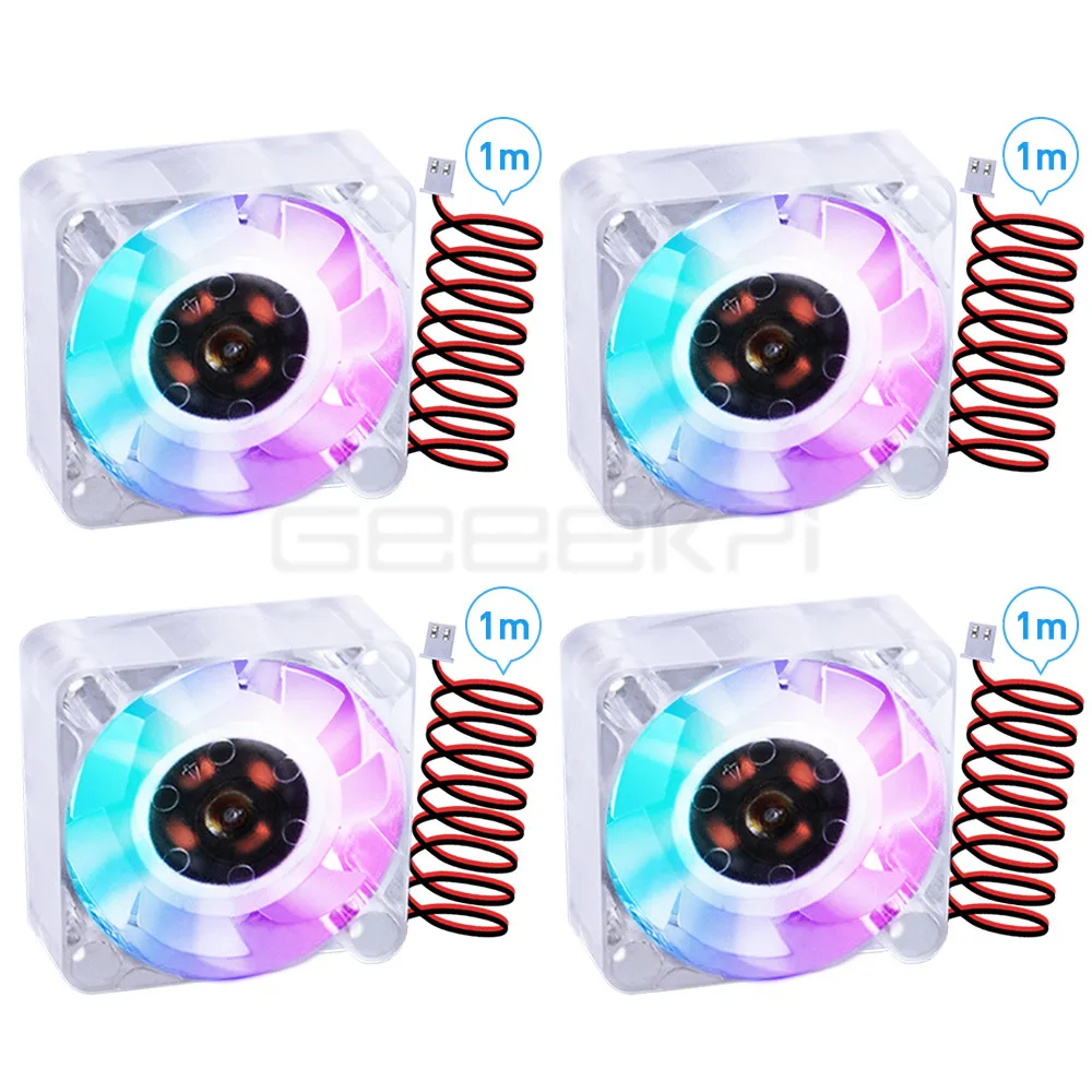 GeeekPi 4 лотка/шт новый 4010 DC 24V RGB охлаждающий вентилятор 40 мм см 40*40*10 с кабелем 1 м для