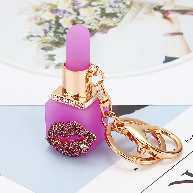 Fashion Rhinestones Flashing Perfume Bottle Keychain Beautiful Lipstick Keychain Key Ring Exquisite Women's Crystal Charm Gift - Цвет: Style31