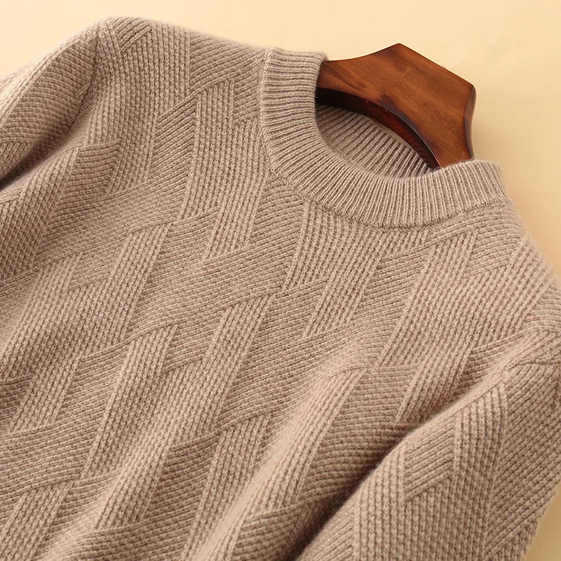 Buy jinjiaxian Round neck Pullover cashmere sweater men's business leisure sweater loose 2019 new bottomed sweater