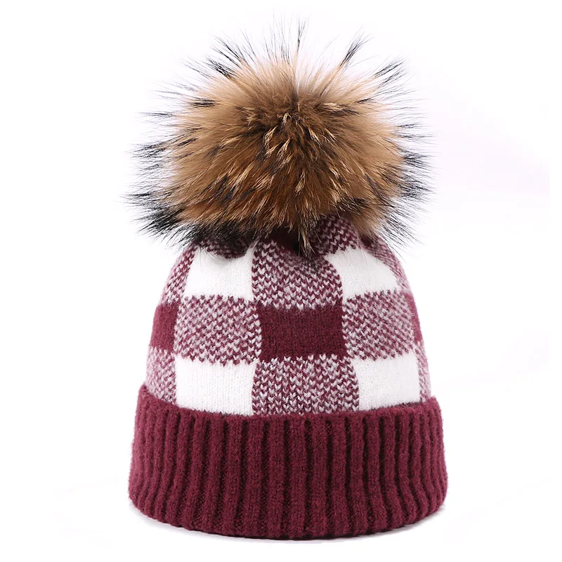 M Шапка с помпоном, женская шапка Skullies, шапка бини, вязаные осенние и зимние теплые шапки, комбинированные цветные шапки унисекс, уличная мода - Цвет: M