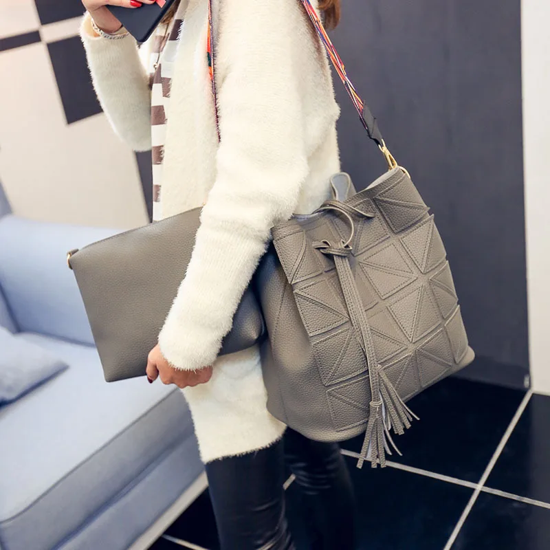 

2019 Spring New Style Korean-style Fashion Bucket Bag Single-shoulder Crossbody Bag Retro Tassels Ribbon WOMEN'S Bag Have Large